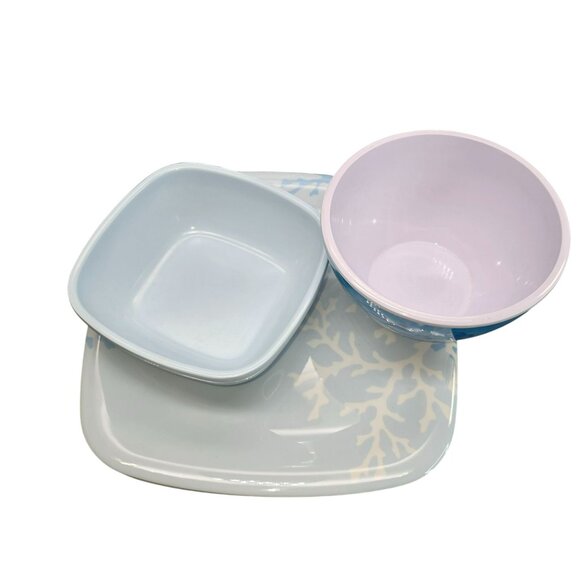 Martha Stewart Coral Blue Sea-Inspired Plate and Bowl Set Dh1323 - Picture 6 of 10